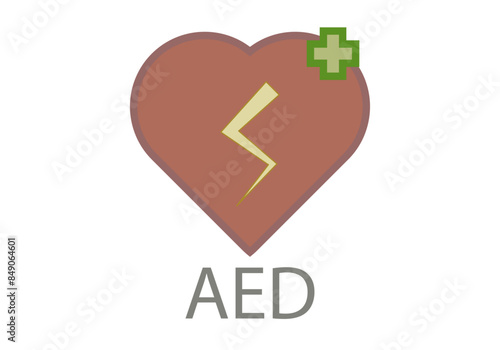 Icono de corazón con rayo y cruz representado la reanimación cardiovascular