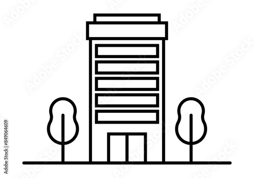 Icono negro de rascacielos o edificio de oficinas