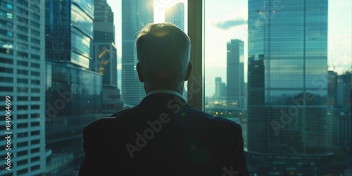 A businessman standing in a...