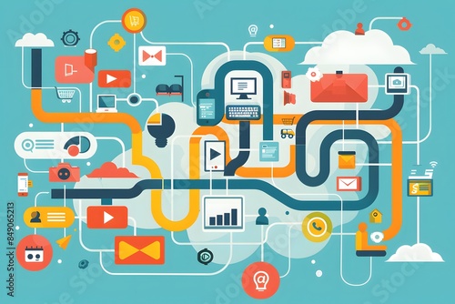 Wallpaper Mural Illustration of Businesses are optimizing customer journeys across multiple channels, including videos, images, FAQs, news, and webinars. Ai Generate. Torontodigital.ca