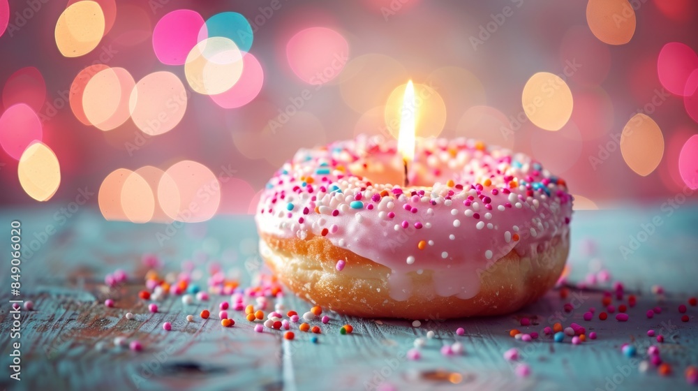 Birthday Donut with a Candle Birthday Donut with a Candle