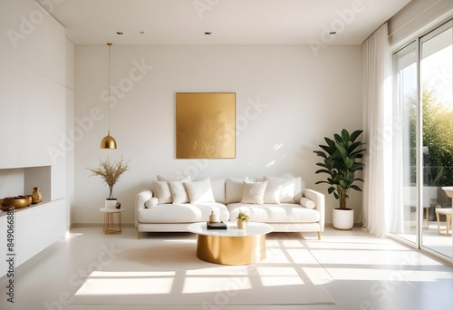 white and gold theme modern interior