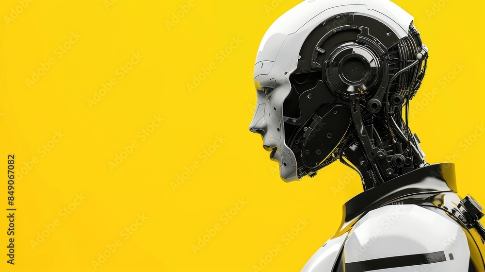 Profile of robot head with yellow detailing Profile of robot head with yellow detailing