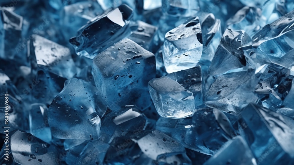 Ice cubes, crystals, pieces Ice cubes, crystals, pieces