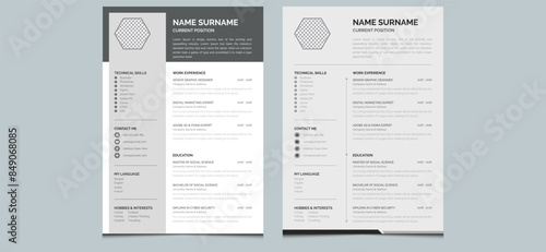 Simple clean editable unique creative modern professional minimalist business cover letter layout resume cv template design.