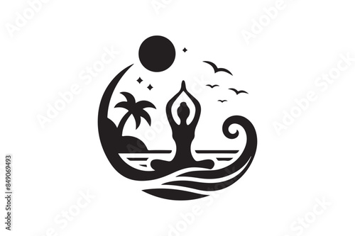 Yoga retreat silhouette vectors.