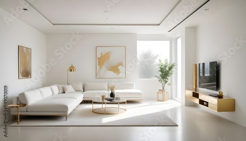 white and gold theme modern interior