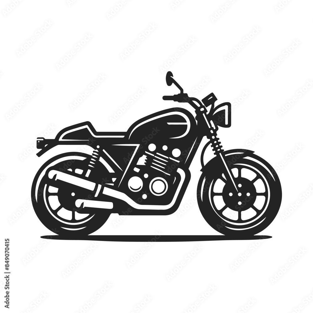 Flat Silhouette Motorcycle Vector in Black and White Design Flat Silhouette Motorcycle Vector in Black and White Design