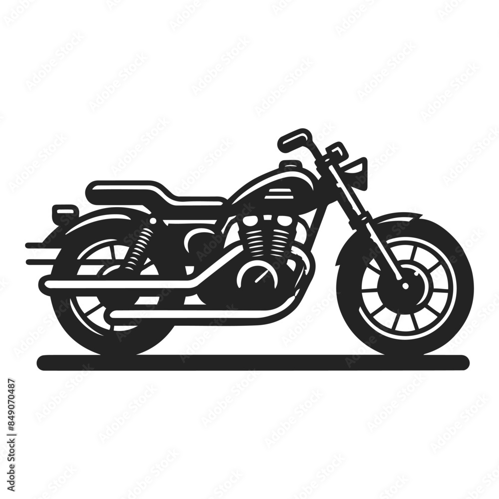 Fototapeta premium Black and White Motorcycle Vector with Minimalist Design Art
