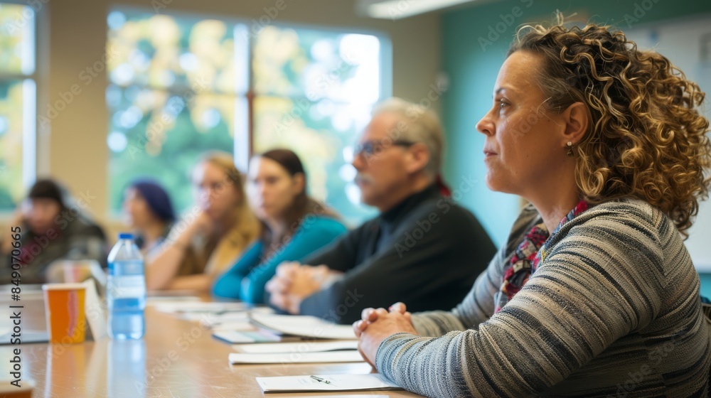 Fototapeta premium Comprehensive Adult Education and Lifelong Learning Class for Vocational Training and Continuing Education. Promoting Adult Literacy and Skill Development for Professional Growth.