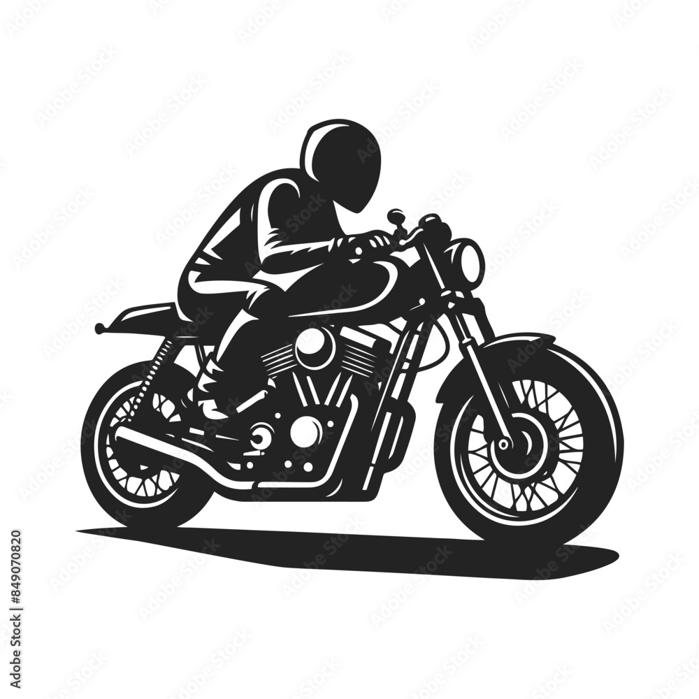 Modern Flat Motorcycle Vector Silhouette in Black and White Modern Flat Motorcycle Vector Silhouette in Black and White