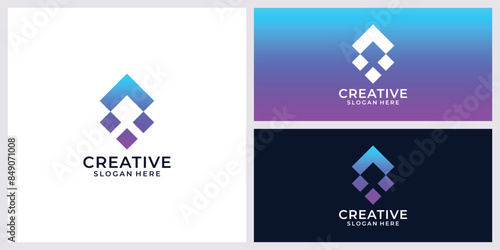Abstract letter A logo design with line dots connection for technology and digital business company