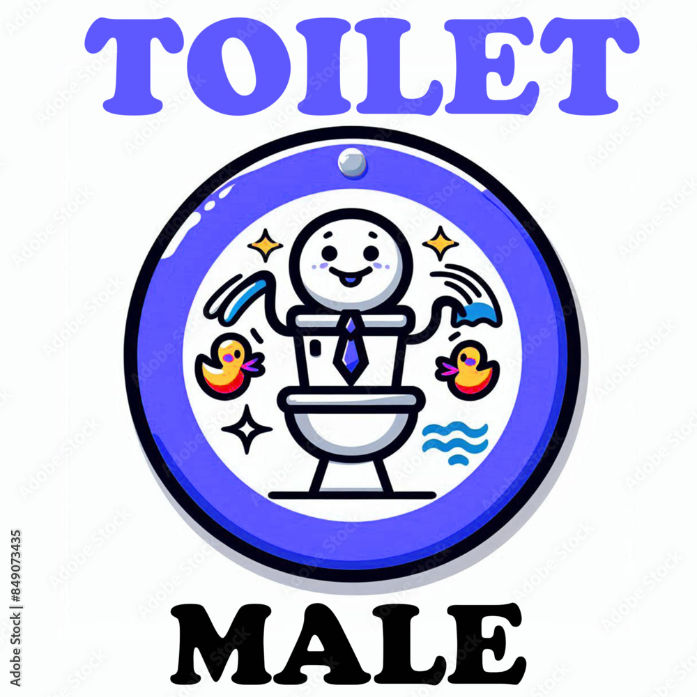 Male Toilet sign with cute character and blue color Male Toilet sign with cute character and blue color