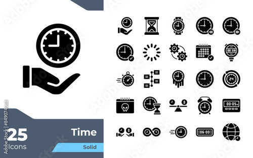 Time Solid Icons Set