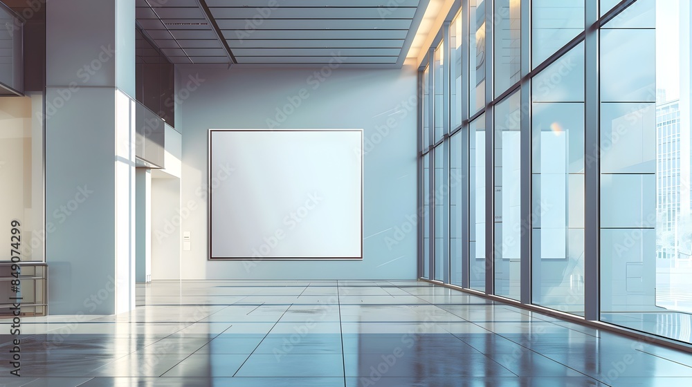 Blank Advertising Displays in a Contemporary Showroom with Minimal,Bright,and Hyper-Detailed Design Blank Advertising Displays in a Contemporary Showroom with Minimal,Bright,and Hyper-Detailed Design