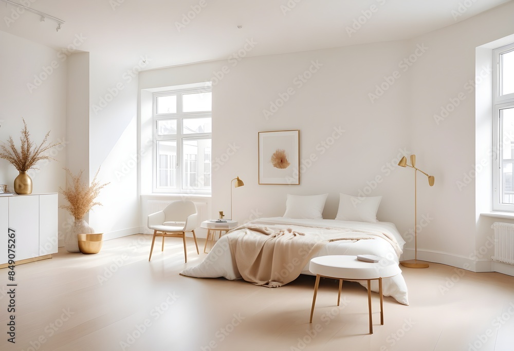 Fototapeta premium white and gold theme modern interior