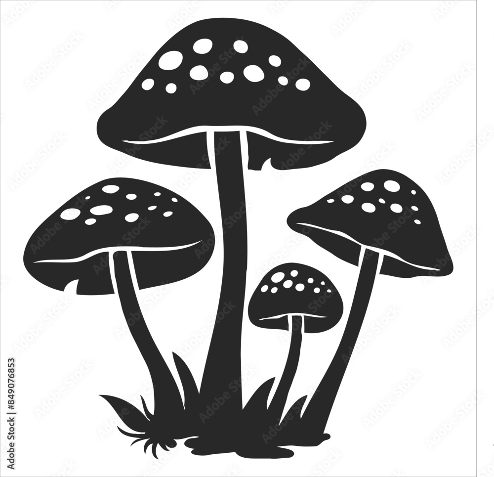 Mushroom Black and White Icon Vector illustration Mushroom Black and White Icon Vector illustration