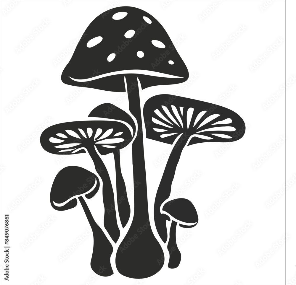 Mushroom Black and White Icon Vector illustration