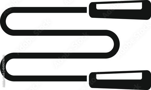 Simple black icon of a skipping rope for fitness training