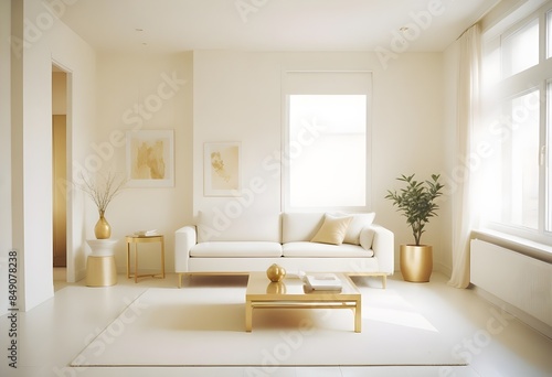 white and gold theme modern interior