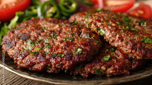 Pashtun Style Minced Kebab Made from Ground Beef Mutton or Chicken with Spices photo