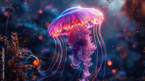 Neon glowing jellyfish