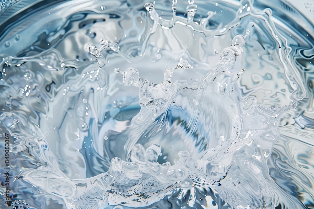 Water splashing out of the washing machine drum, in a closeup view Water splashing out of the washing machine drum, in a closeup view