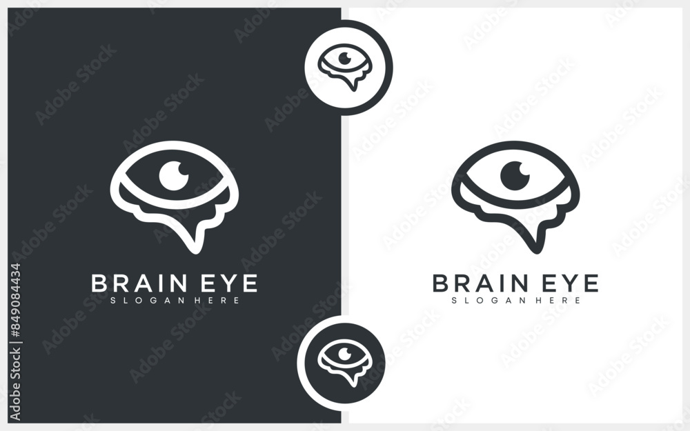 Brain eye logo vector. Abstract combination of eye and brain with outline style illustration template. Brain eye logo vector. Abstract combination of eye and brain with outline style illustration template.