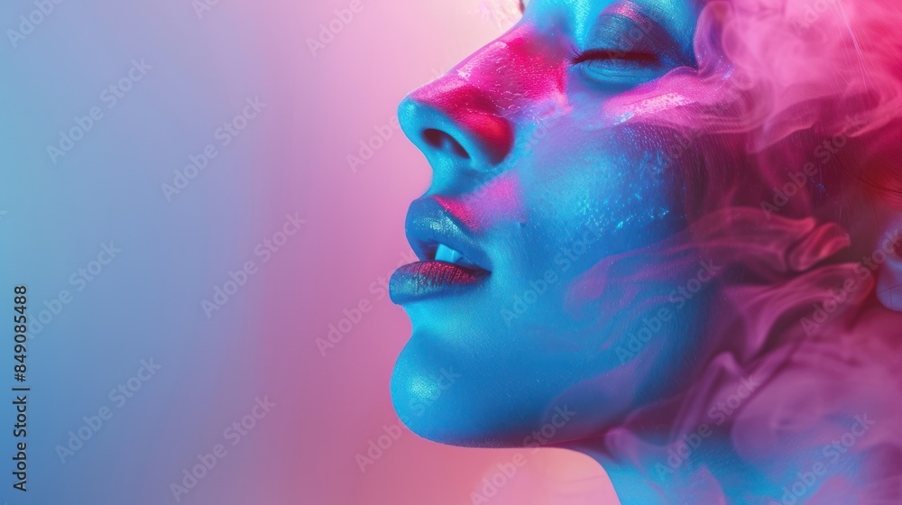Abstract concept of female profile in smoky haze Abstract concept of female profile in smoky haze