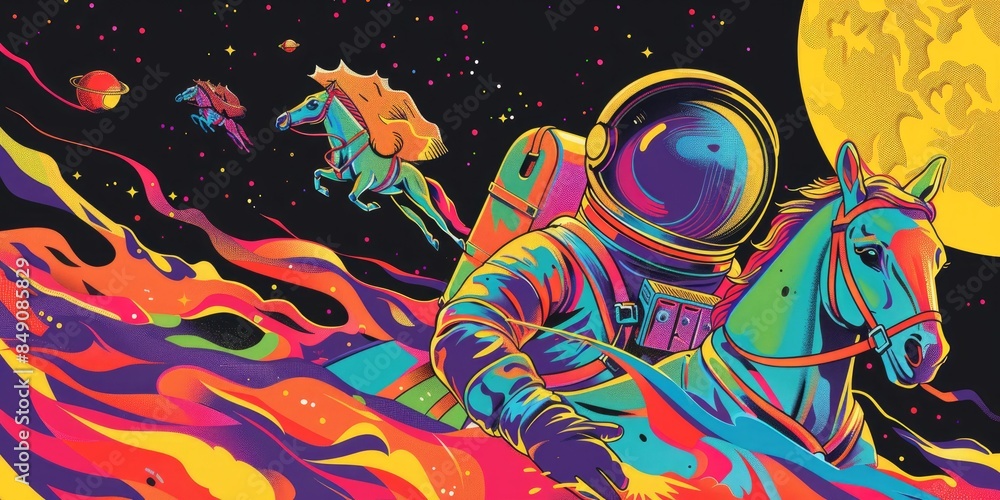 Heavenly Astronaut with Golden Wings in the Cosmos Heavenly Astronaut with Golden Wings in the Cosmos