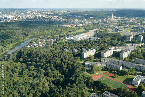 Aerial view on Vilija River in Vilnius, Lithuania photo