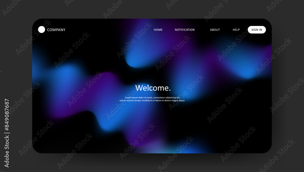 Abstract wave futuristic design of landing page. retro gradient mesh website design Abstract wave futuristic design of landing page. retro gradient mesh website design
