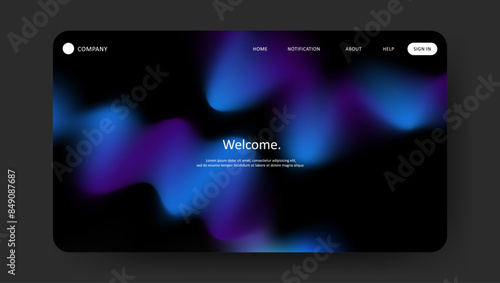 Abstract wave futuristic design of landing page. retro gradient mesh website design