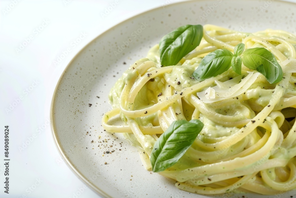 Elegant Avocado Alfredo Pasta with Lemon Zest and Basil Elegant Avocado Alfredo Pasta with Lemon Zest and Basil