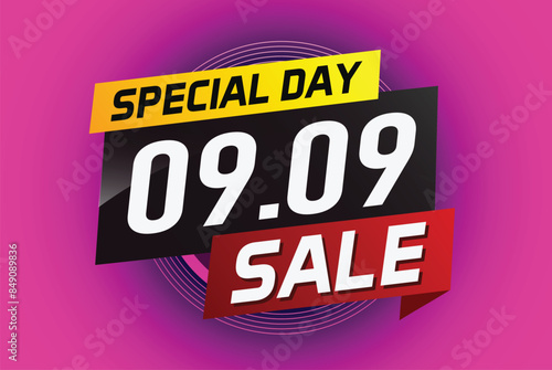 9.9 Special day sale word concept vector illustration with ribbon and 3d style for use landing page, template, ui, web, mobile app, poster, banner, flyer, background, gift card, coupon

