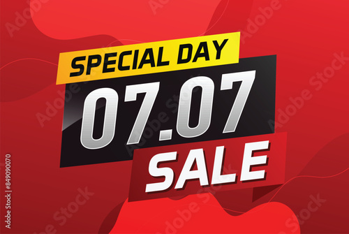 7.7 Special day sale word concept vector illustration with ribbon and 3d style for use landing page, template, ui, web, mobile app, poster, banner, flyer, background, gift card, coupon

