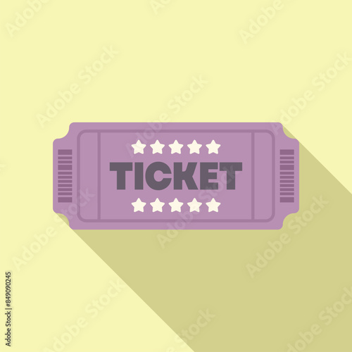 Purple ticket is laying on a yellow background, showing a five star rating