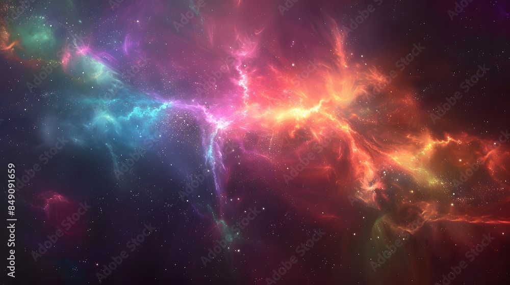 A colorful nebula in space, with stars and galaxies visible around it. A colorful nebula in space, with stars and galaxies visible around it.