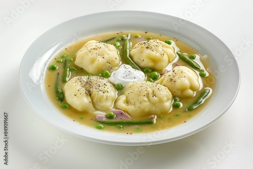 Savory Green Bean Soup with Fluffy Dumplings and Ham