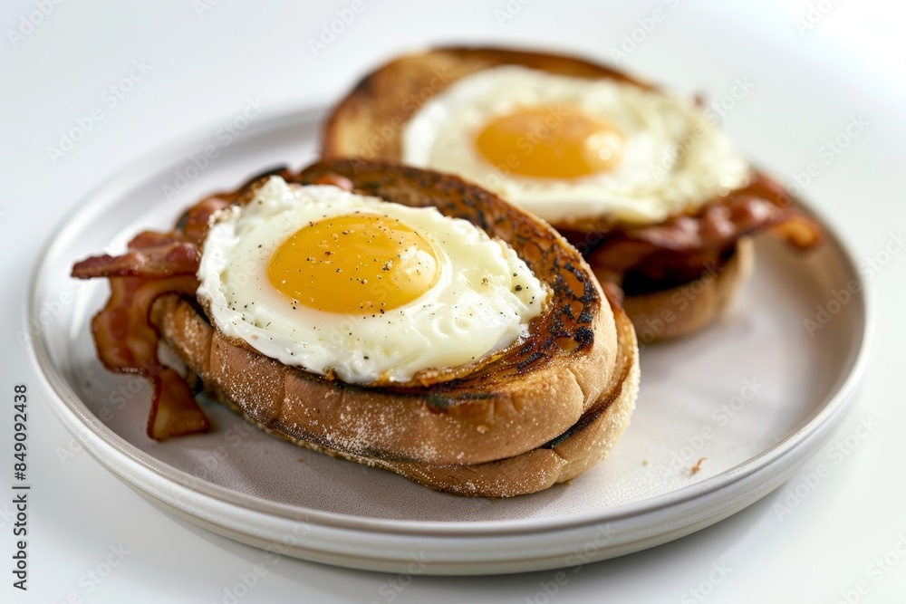 Tempting Egg and Bacon Sandwich on Golden Toast Tempting Egg and Bacon Sandwich on Golden Toast