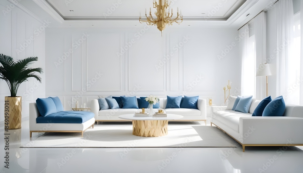 Obraz premium white and gold theme modern interior
