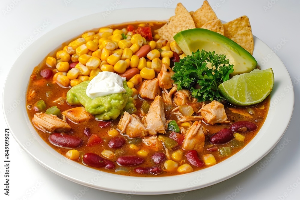 Appetizing BBQ Chicken and Red Bean Country Chowder with Avocado Appetizing BBQ Chicken and Red Bean Country Chowder with Avocado