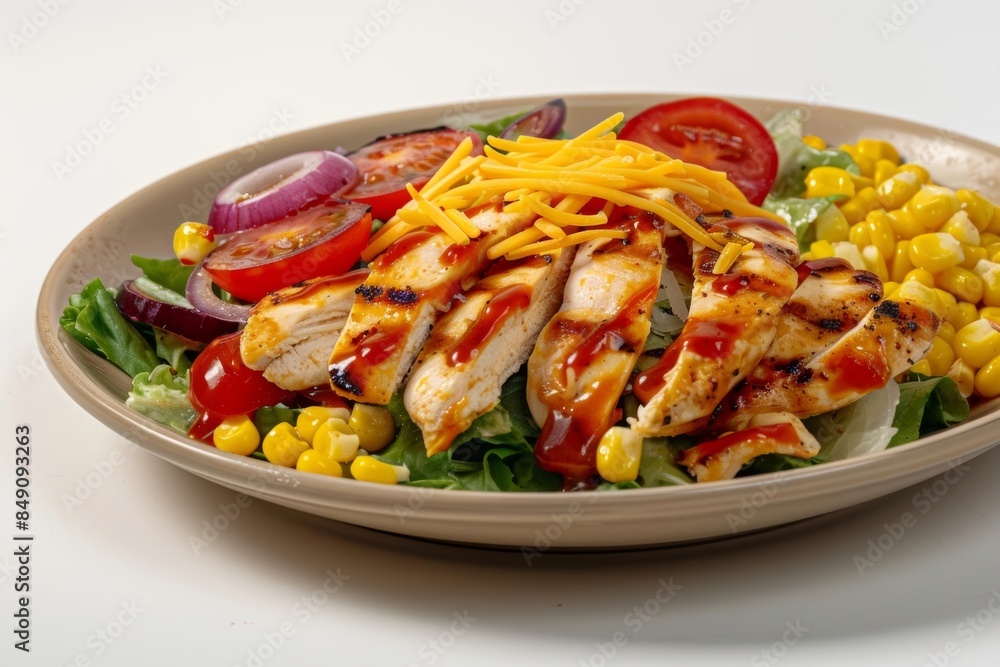 BBQ Chicken and Ranch Salad with Grilled Chicken Breast and Classic Ranch Dressing BBQ Chicken and Ranch Salad with Grilled Chicken Breast and Classic Ranch Dressing