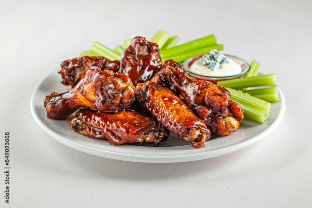 Crispy BBQ Chicken Wings with Celery and Creamy Bleu Cheese Crispy BBQ Chicken Wings with Celery and Creamy Bleu Cheese