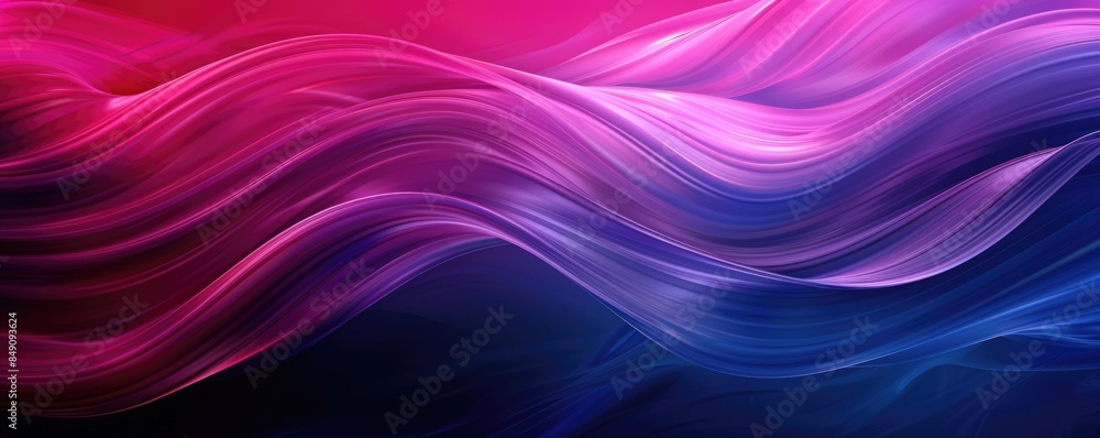 Fototapeta premium magenta dark blue smooth wavy background banner