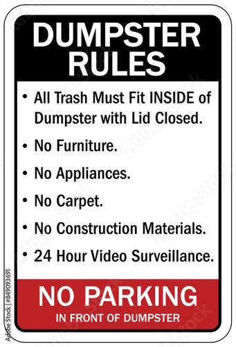 Dumpster sign dumpster rules