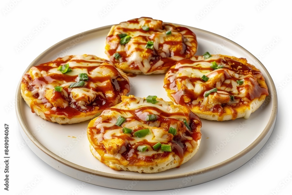 Delicious BBQ Chicken Pizza Bites with Melted Mozzarella and Scallions Delicious BBQ Chicken Pizza Bites with Melted Mozzarella and Scallions
