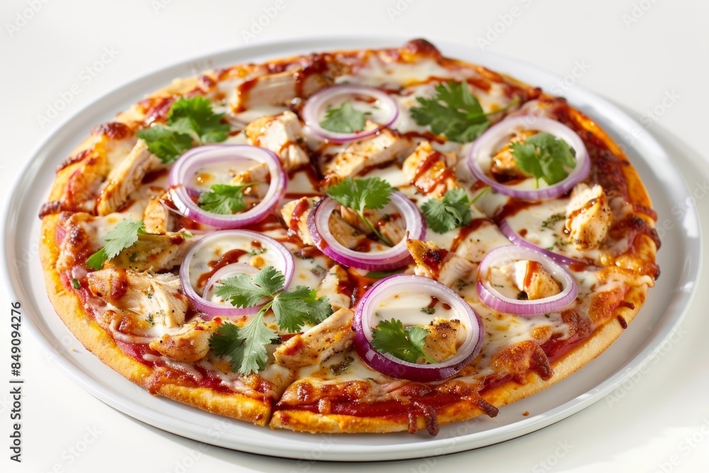 Tasty BBQ Chicken Pizza with Hand-Tossed Dough and Three Cheeses Tasty BBQ Chicken Pizza with Hand-Tossed Dough and Three Cheeses