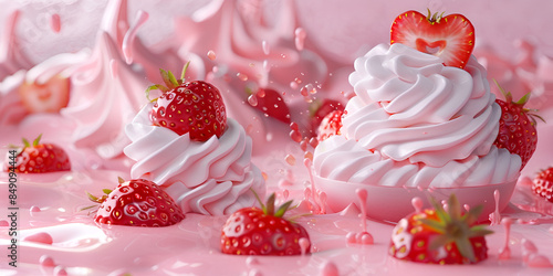 Delicious ice cream with strawberry