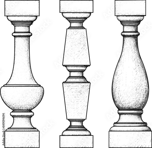 Classic style balustrade for fencing.
